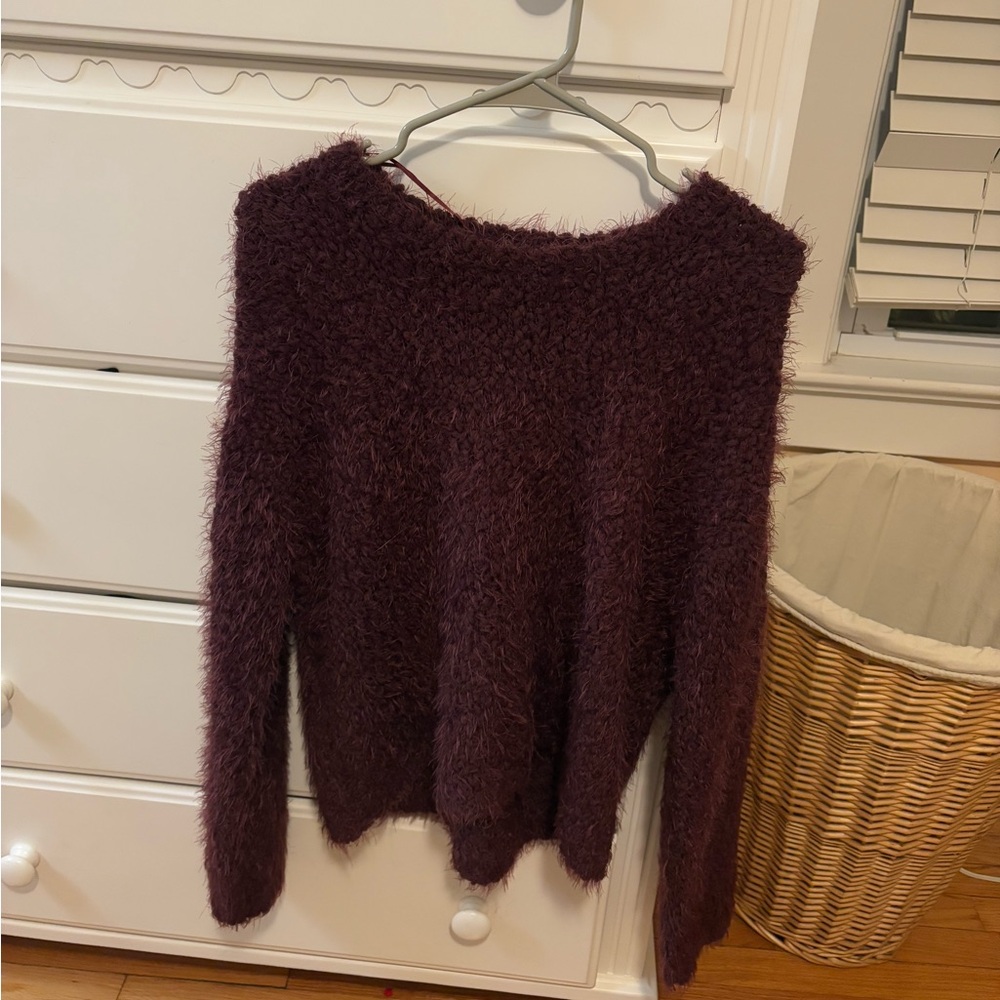 Maroon LA Hearts fuzzy sweater